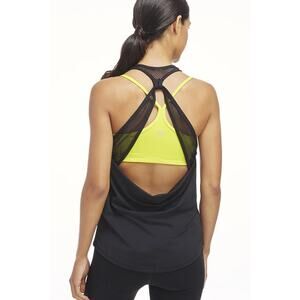 Fabletics Sol Tank Top Black XXL Mesh‎ Moisture Wicking Four Way Stretch